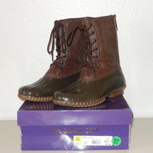 Madden Girl Flurry Back Zip Lace Up Duck Boot Rain Winter Snow